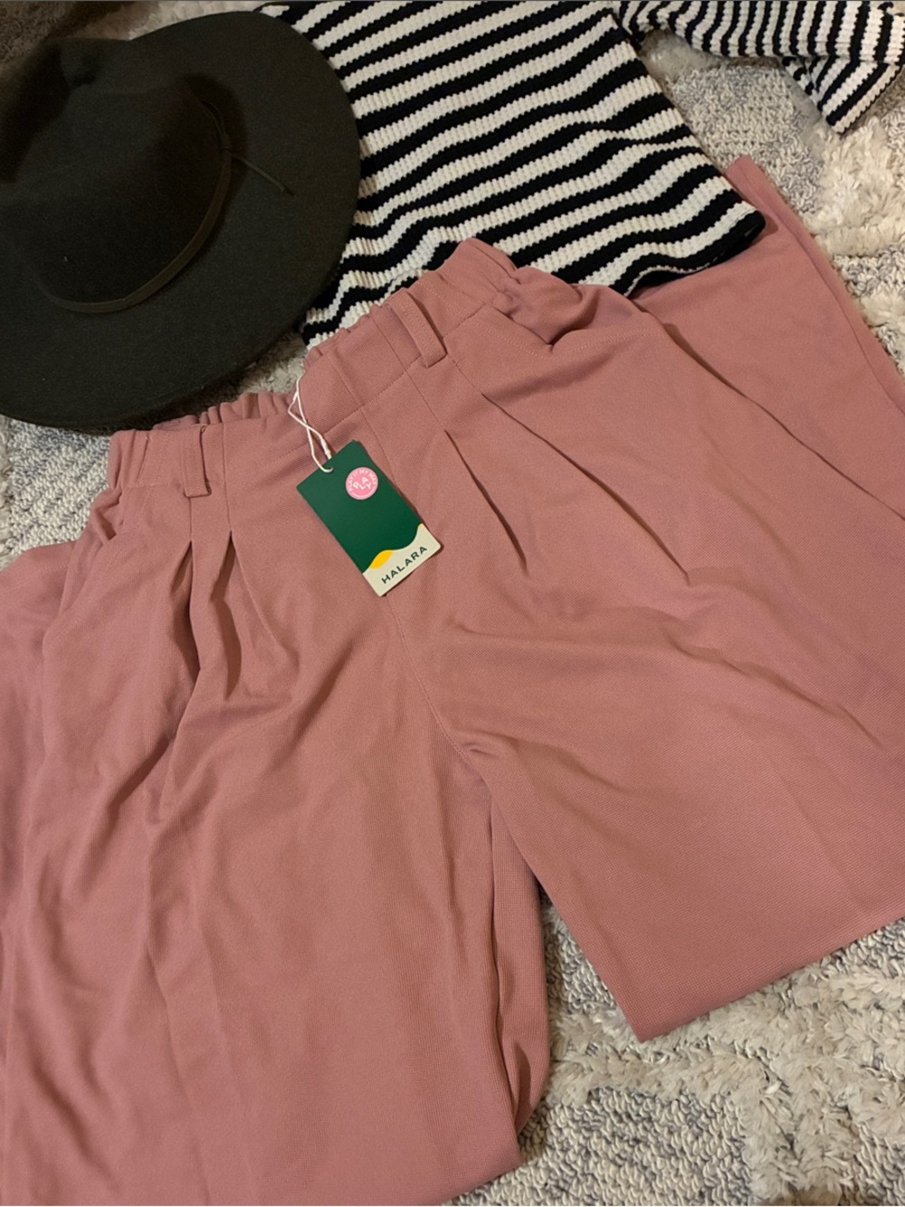 High-Waist Pink Women’s Pleated Trousers